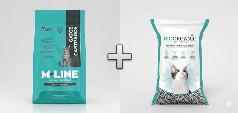 M-LINE Gato castrado 10 kg + Piedra ORRGANICAT 7kg